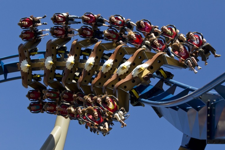 The Wild Eagle reaches 21 stories above Dollywood, giving riders a speeding view of the Smoky Mountains.